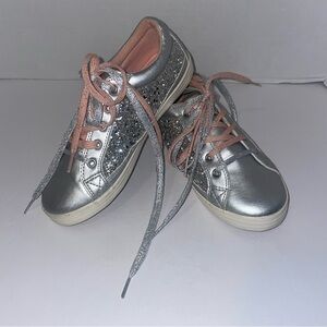 Hanna Anderson Elvira Pink and Silver Glitter Sneakers Size‎ 2 EUC